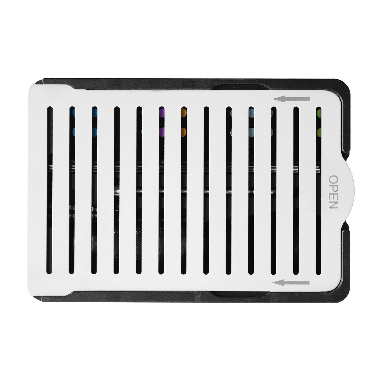 Knogleanker modul til instrumenter og skruer, uden indhold, med låg  L 120 x B 80 x H 32.2